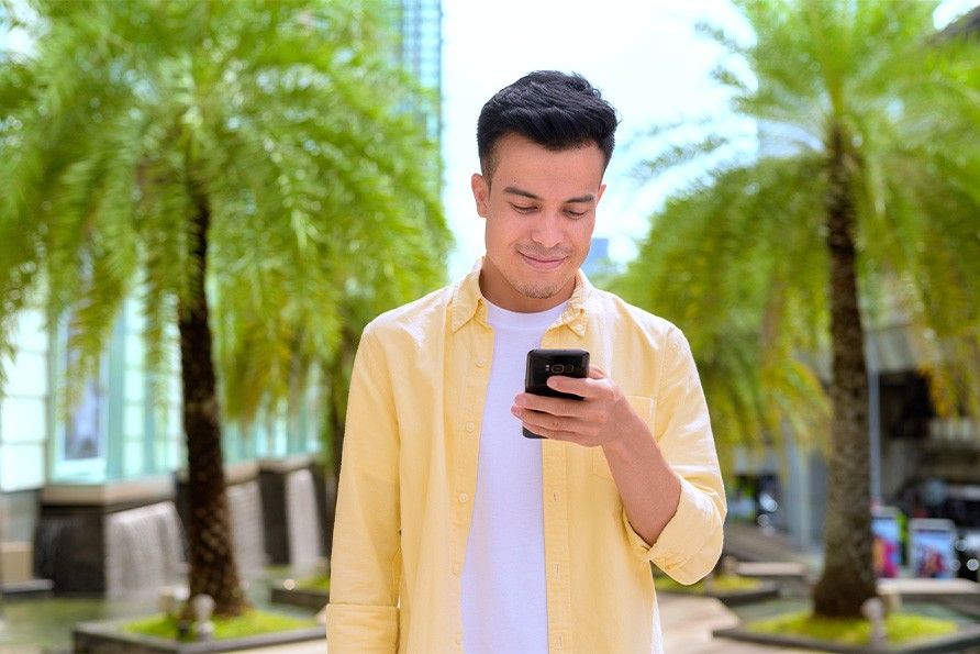 Man checking phone