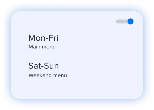 Business hours menu