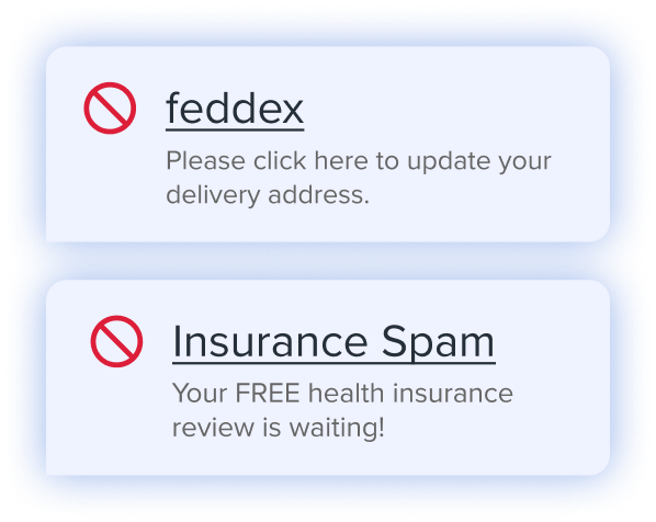 Spam text blocking
